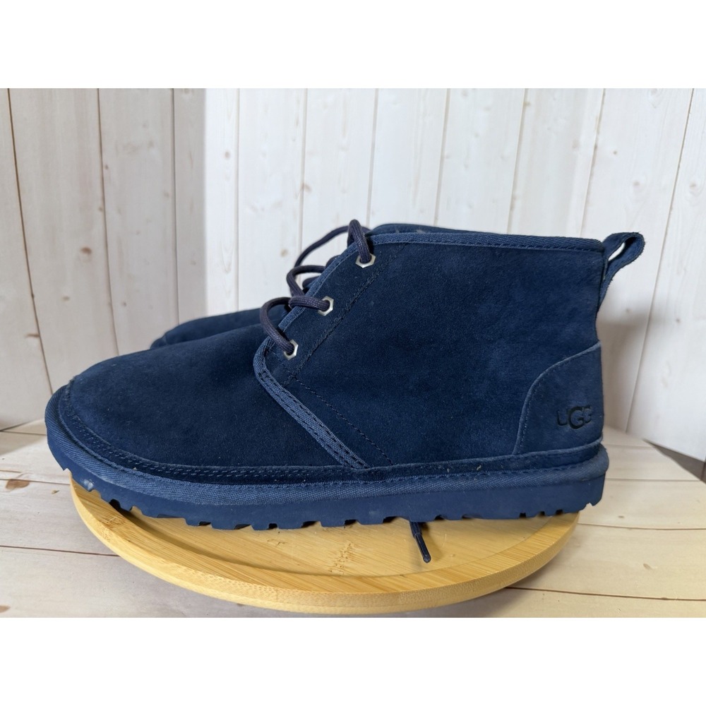 UGG Neumel Boots Mens Size 9 Blue Suede Shearling Chukka Ankle Lace Up